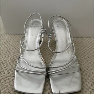 Marc Fisher Metallic Silver Strappy Heels